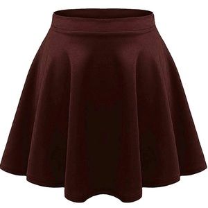 Burgundy colored skater skirt